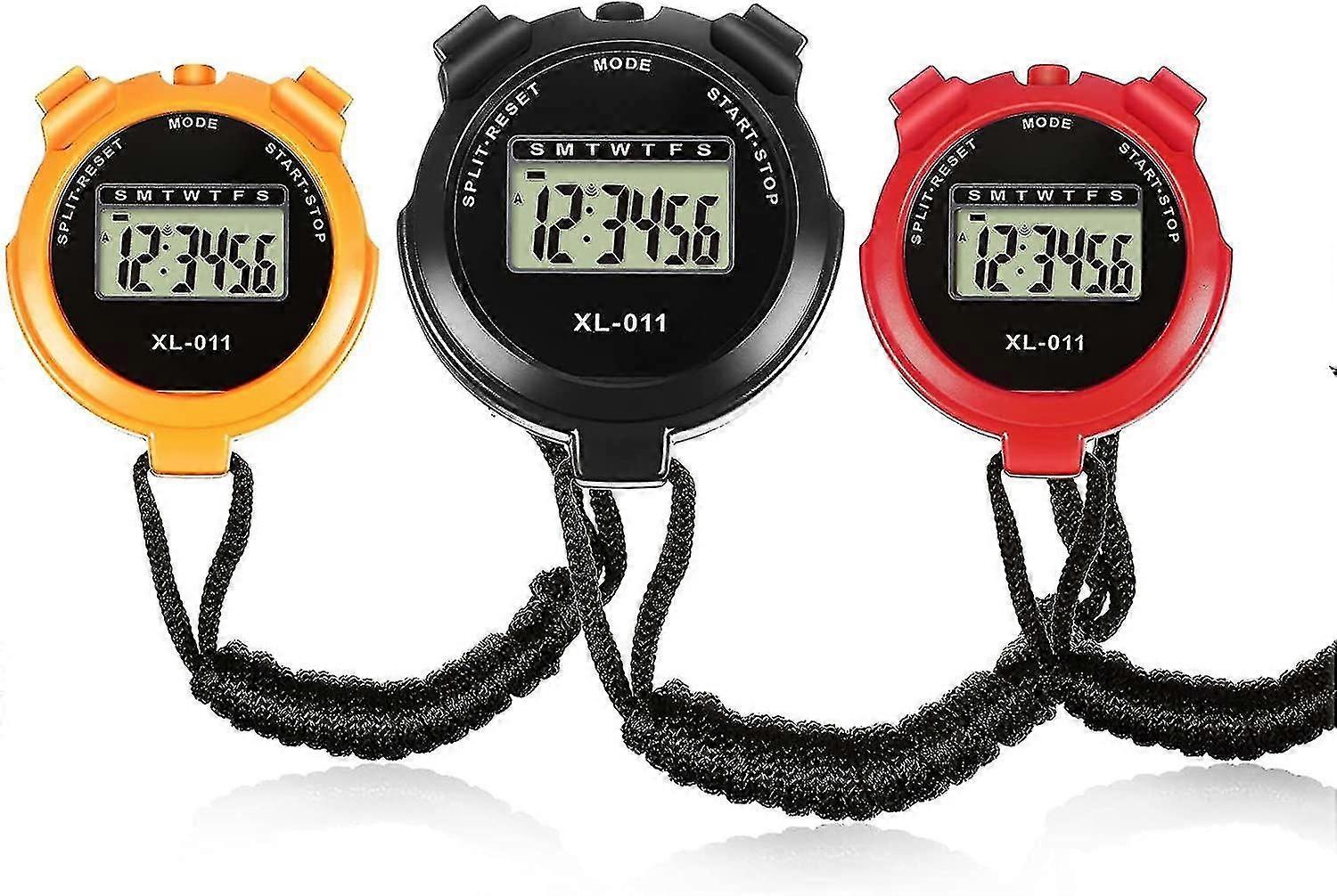 Shockproof Waterproof Stopwatch with Date and Time Function - Set of 3