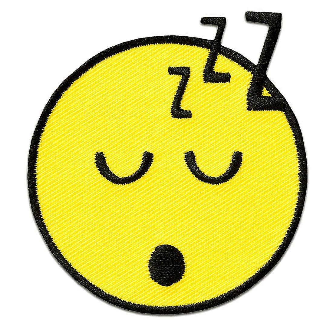Patch / iron-on patch - Smiley sleeping - yellow - Ø5,8cm - patch