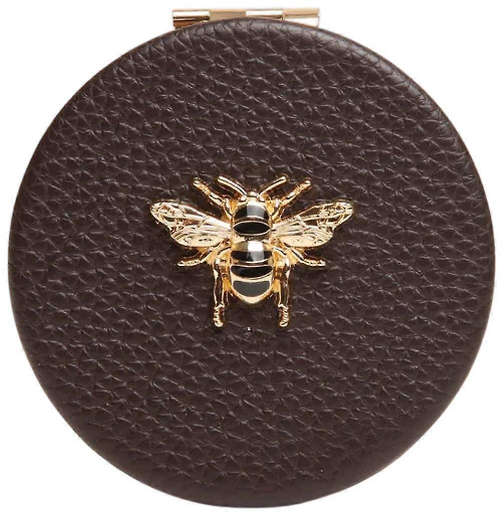 Alice Wheeler London Round Compact Mirror - Chocolate Brown