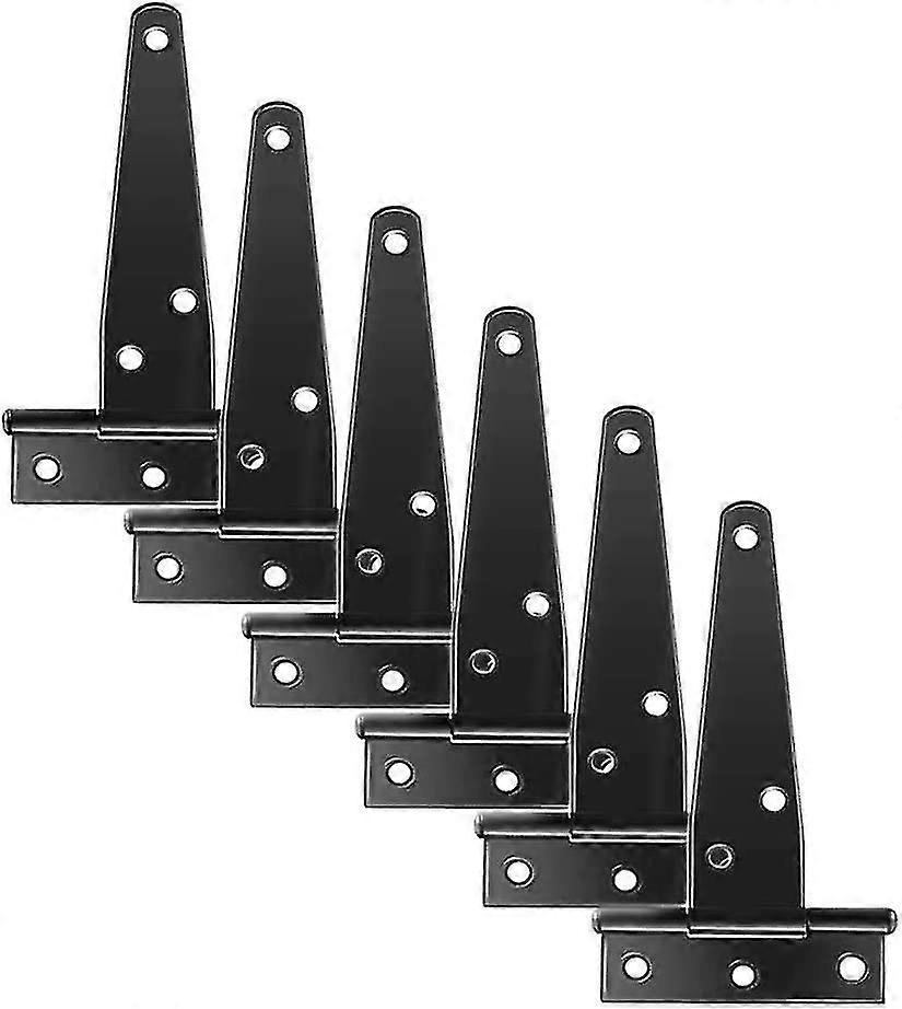 Dobradiças da porta com estilo: conjunto de 6 dobradiças em T galvanizado preto (4 polegadas)