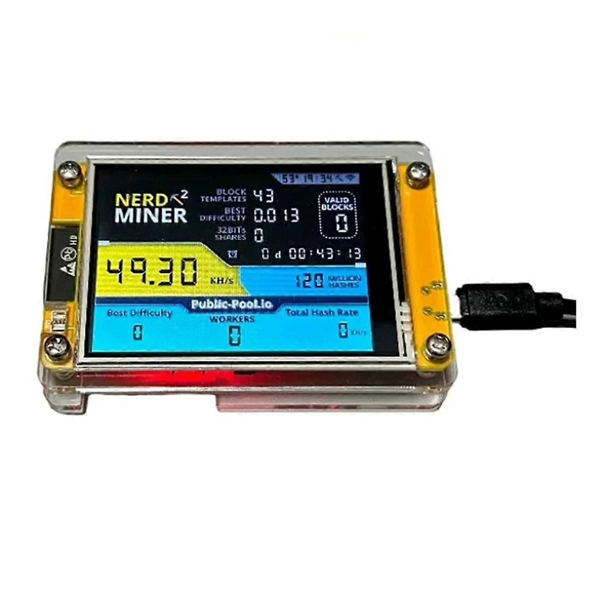 Novo Nerdminer V3 2,8 polegadas BTC Solo Lottery Nerd Miner Crypto Solo Mining Machine