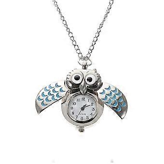 Cartoon Owl Wing Pocket Watch Kwarc Analogowy Wisiorek Naszyjnik Xmas Prezent