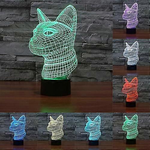 Side Face Cat Style 3d Touch Switch Control LED-lys