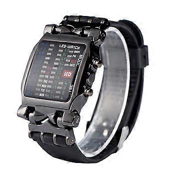 Montre lectronique LED pour homme et femme, bracelet en PU, fonction date