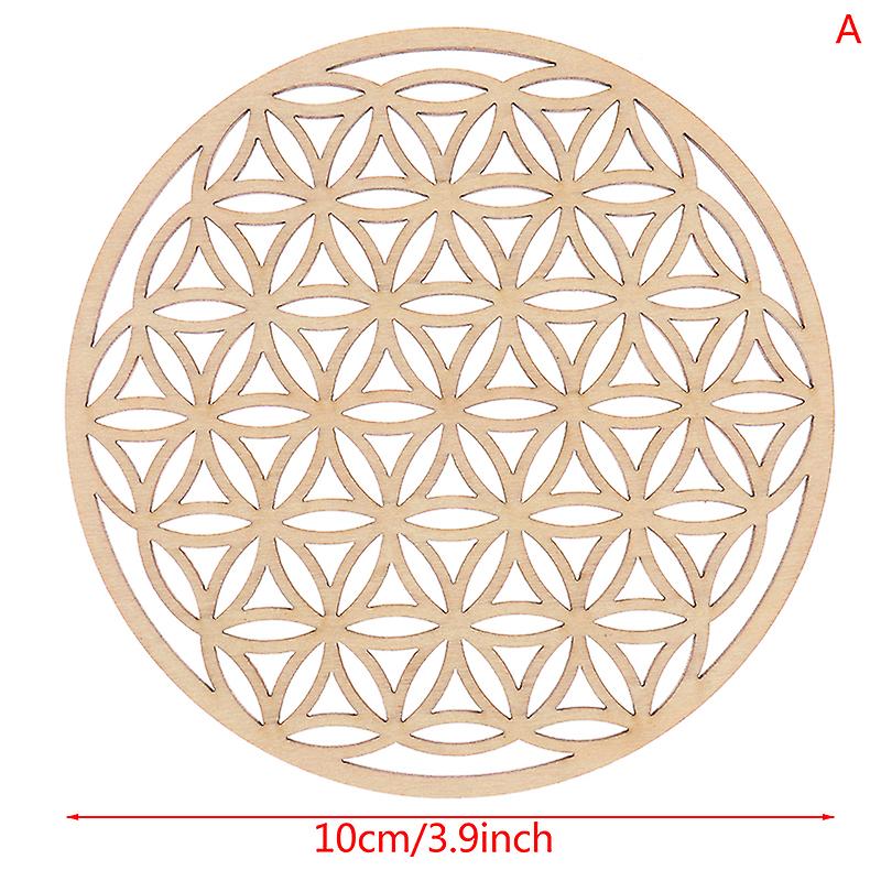 1PC Creative Chakra Pattern Coaster Wood Flower of life Natural Symbol Round HFMQV