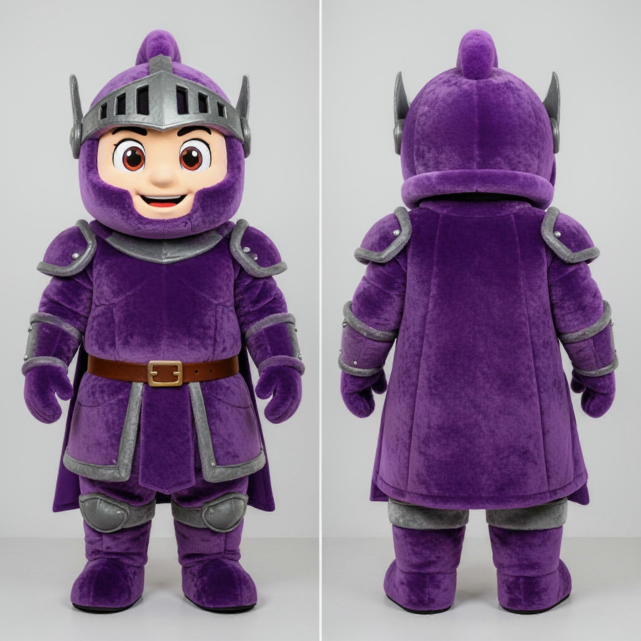 MASTICOT Purple Velvety Medieval Knight Mascot