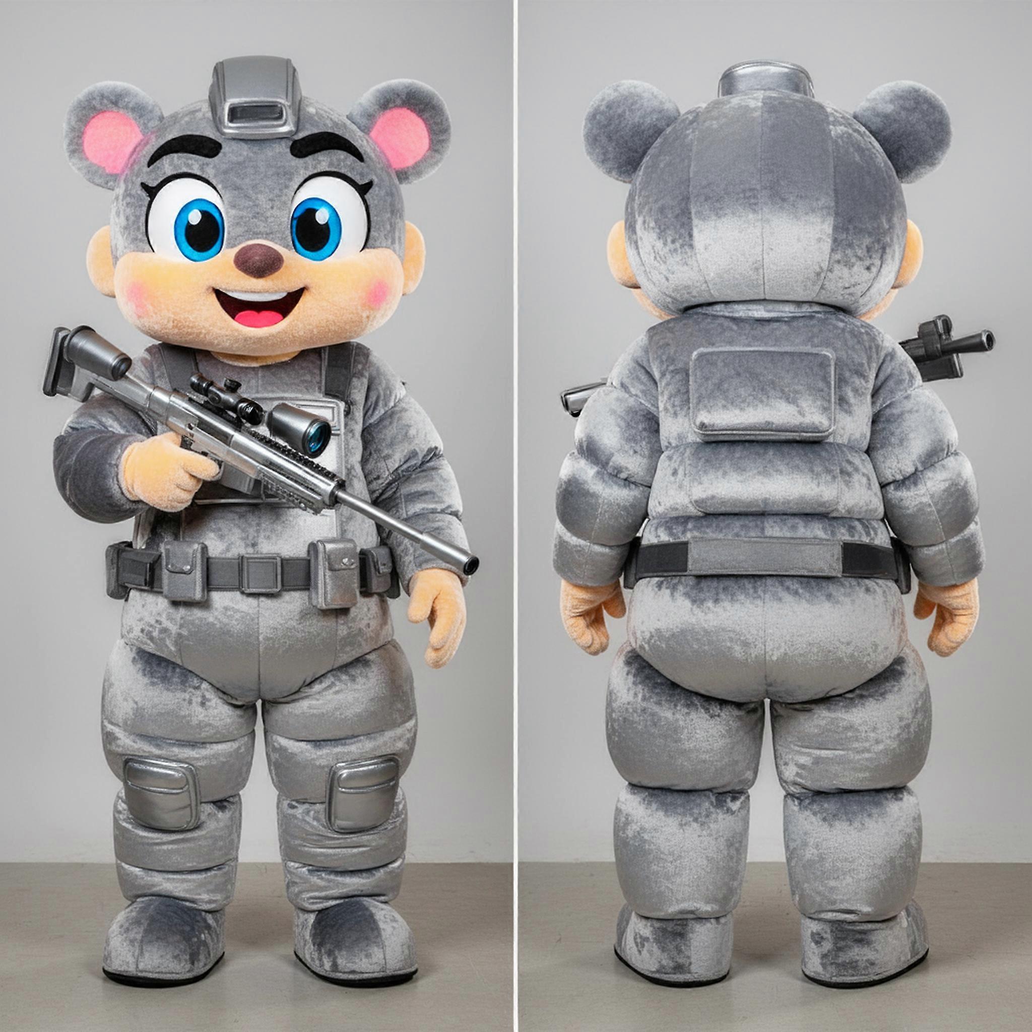 MASTICOT Silver Velvety Sniper Mascot