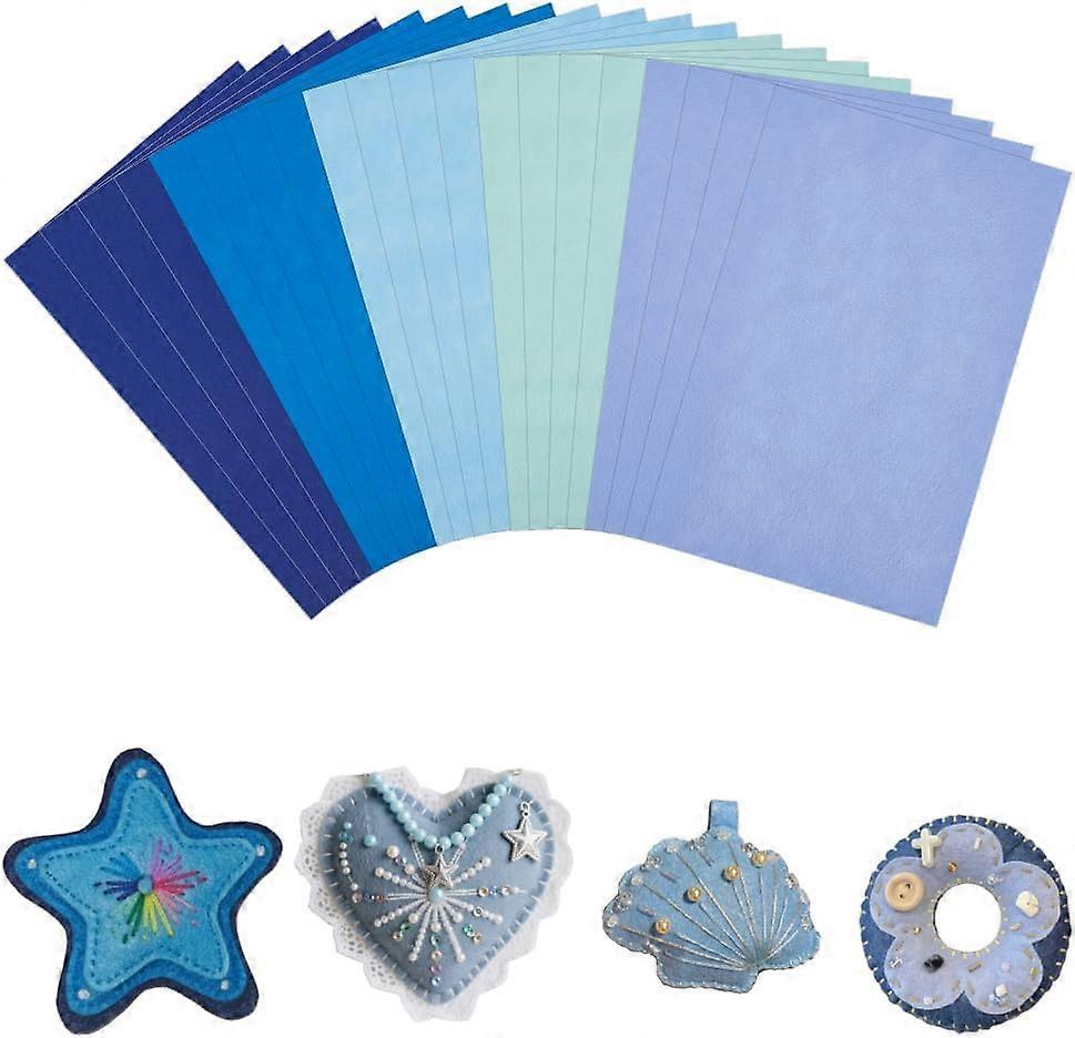 10Pcs Wool Felt Fabrics Rectangle Blue 297x200x0.7mm