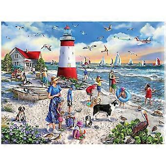Jigsaw Puzzle Summer Sailboat Lighthouse Beach HAA812