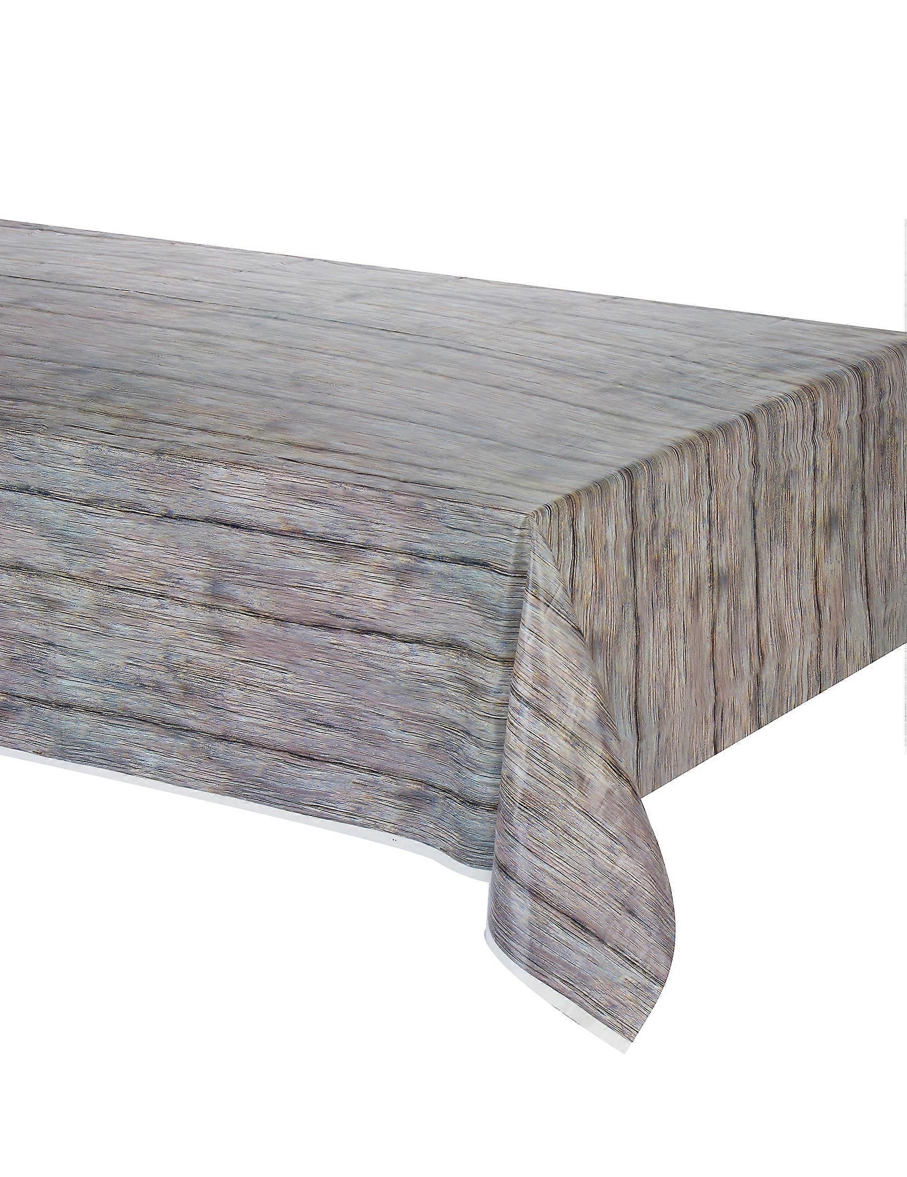 Rustic wood effect tablecloth 137 x 274 cm