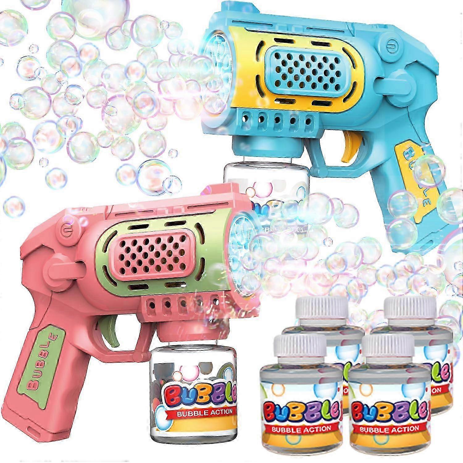 Bubble Gun for Kids Outdoor Play, 2 Pack Automatic Bubble Machine with Solution, Bubble Output