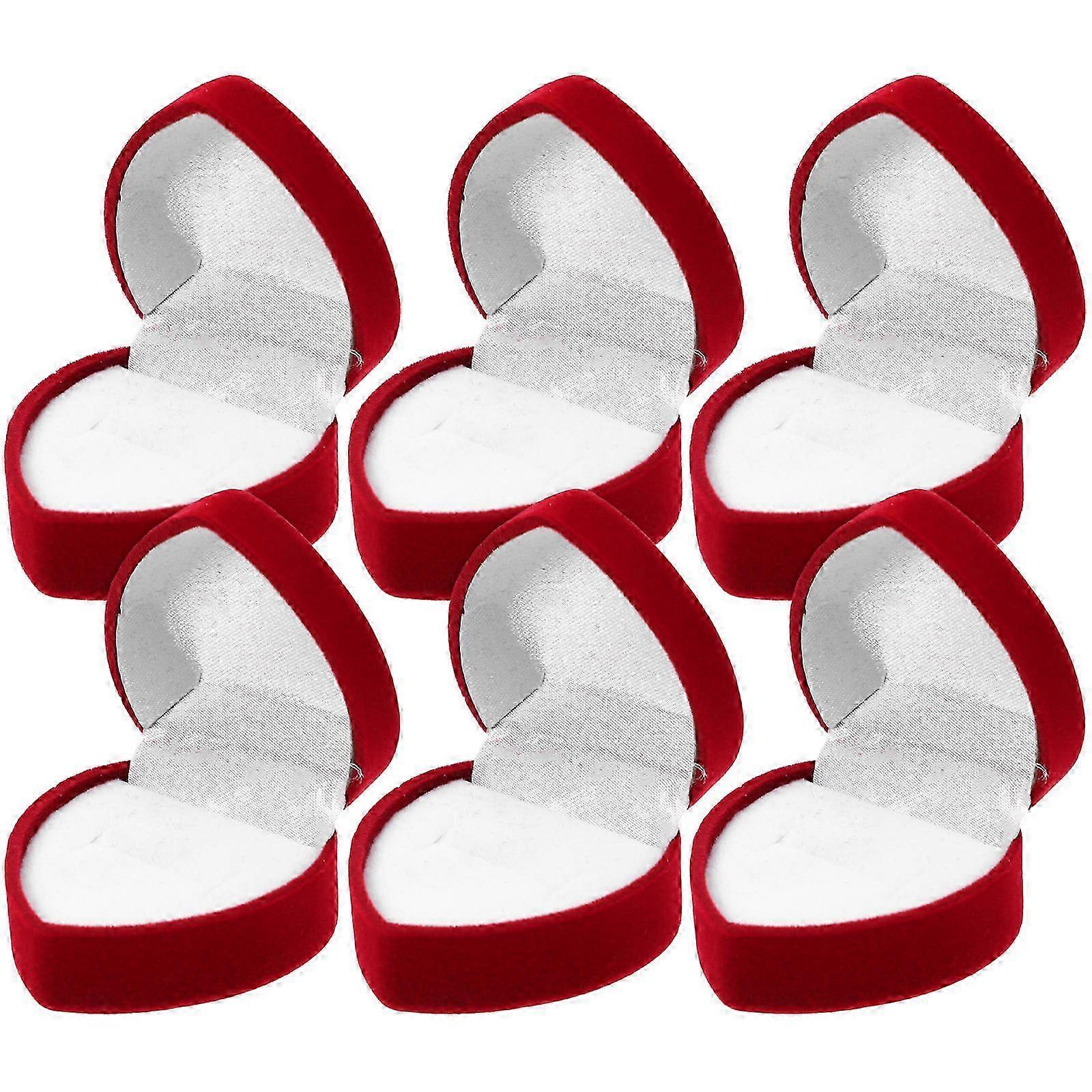 Heart Shaped Ring Box compatible with Wedding Storage with 6Pcs Red Engagement Ring Boxes