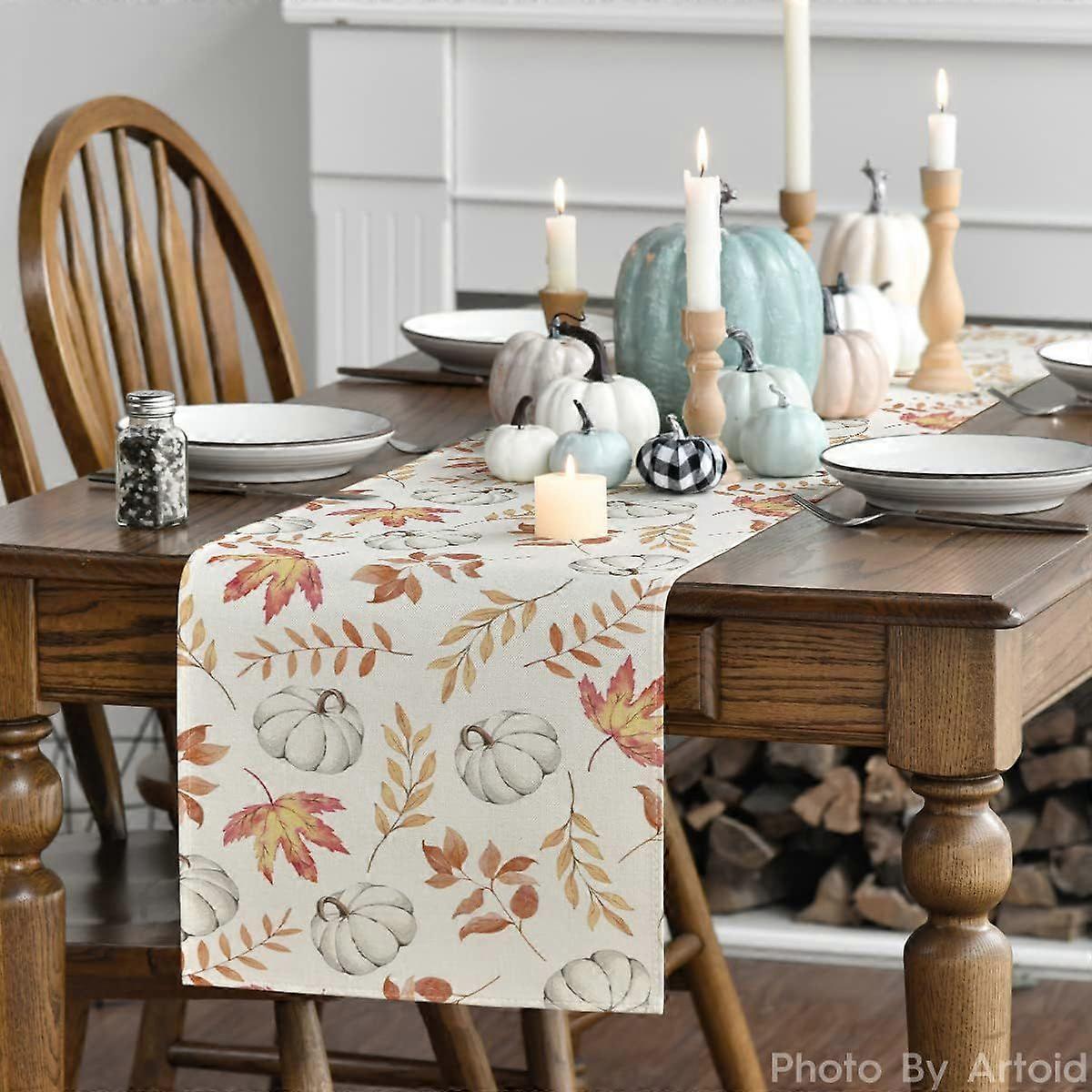 Durable Polyester FallTheme Table Runner, FadeProof Decor Cloth For Dining Table Layout