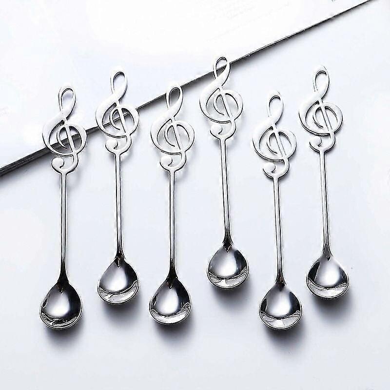 Musical Note Pattern Teaspoons, 6-Piece Set, Creative Cute Silverware