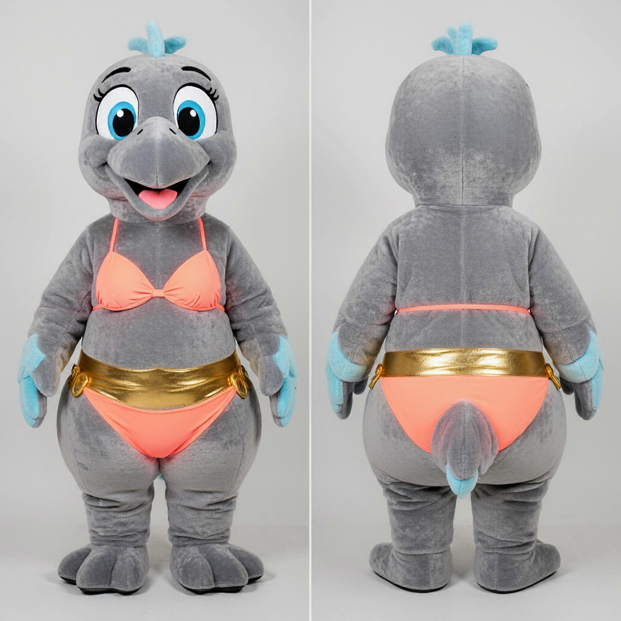 MASTICOT Muted Gray Fluffy Dodo Bird Mascot