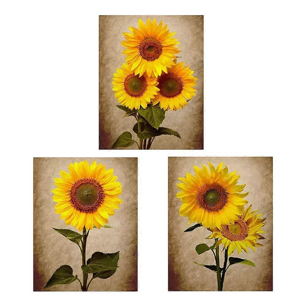 Creative Sunflower Pattern Wall Painting for Decor 3Pcs Pendant Set