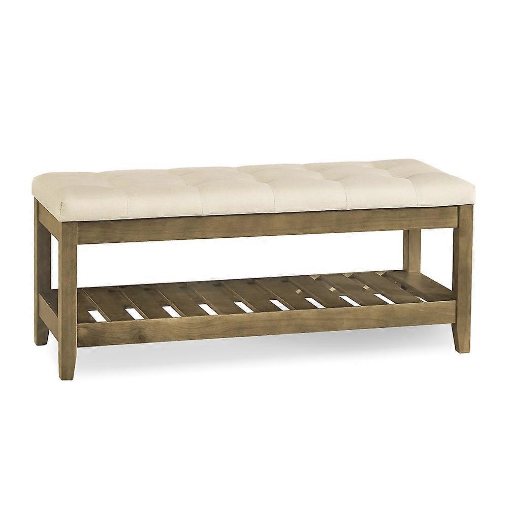 Storage Ottoman, Solid Wood Frame, 15.7 x 42.9 x 17.7 Inc