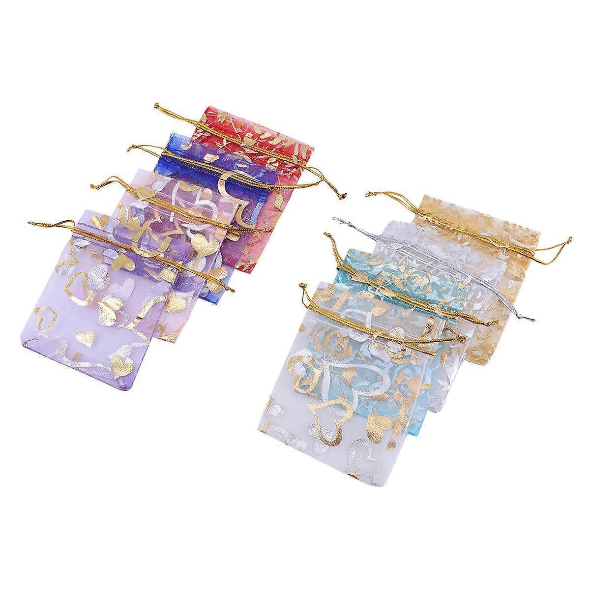 Peach Heart Pattern Drawstring Bag Candy Bag Portable Storage with 100Pcs