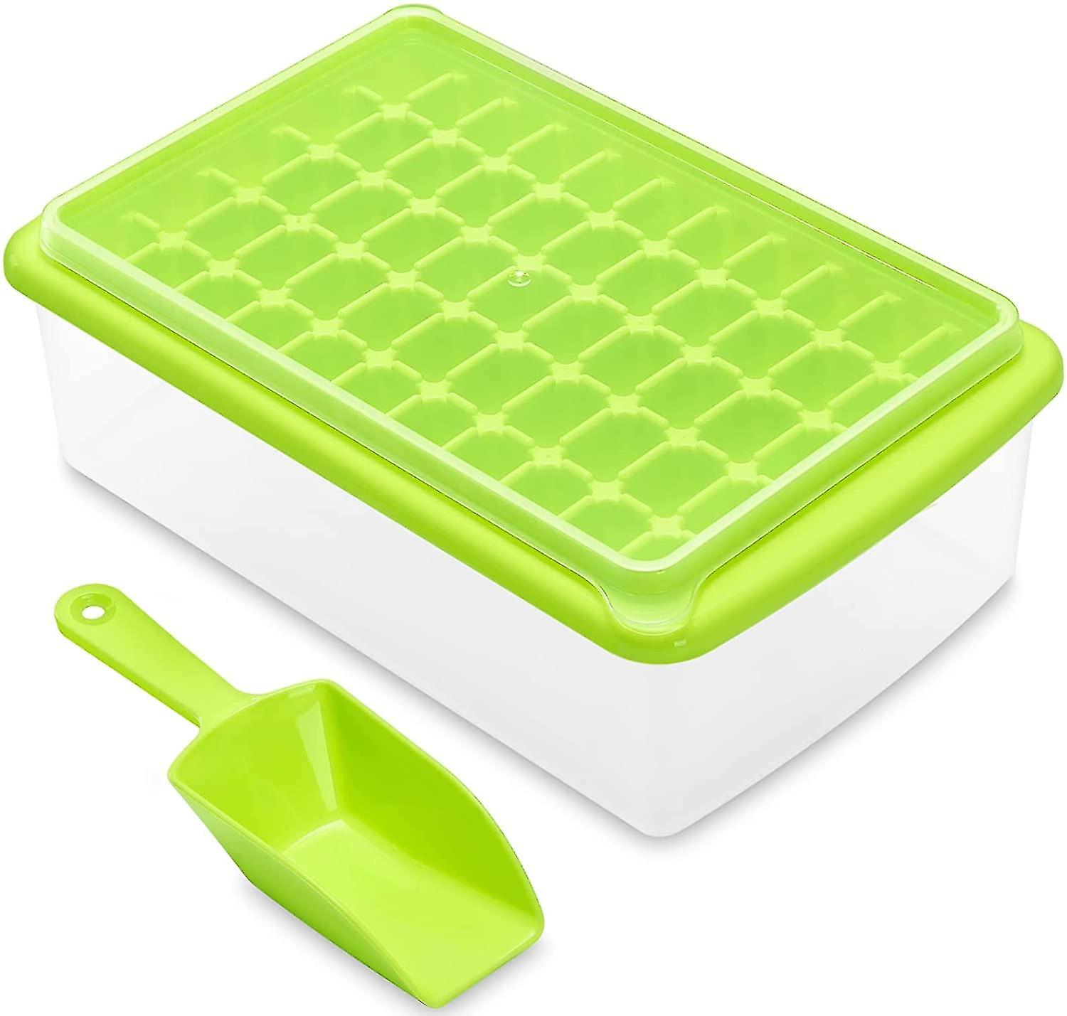 Ice Cube Tray Lid And Bin For Freezer, 55 Mini Nugget Ice Tray, Ice Cube Molds With Container And Scoop