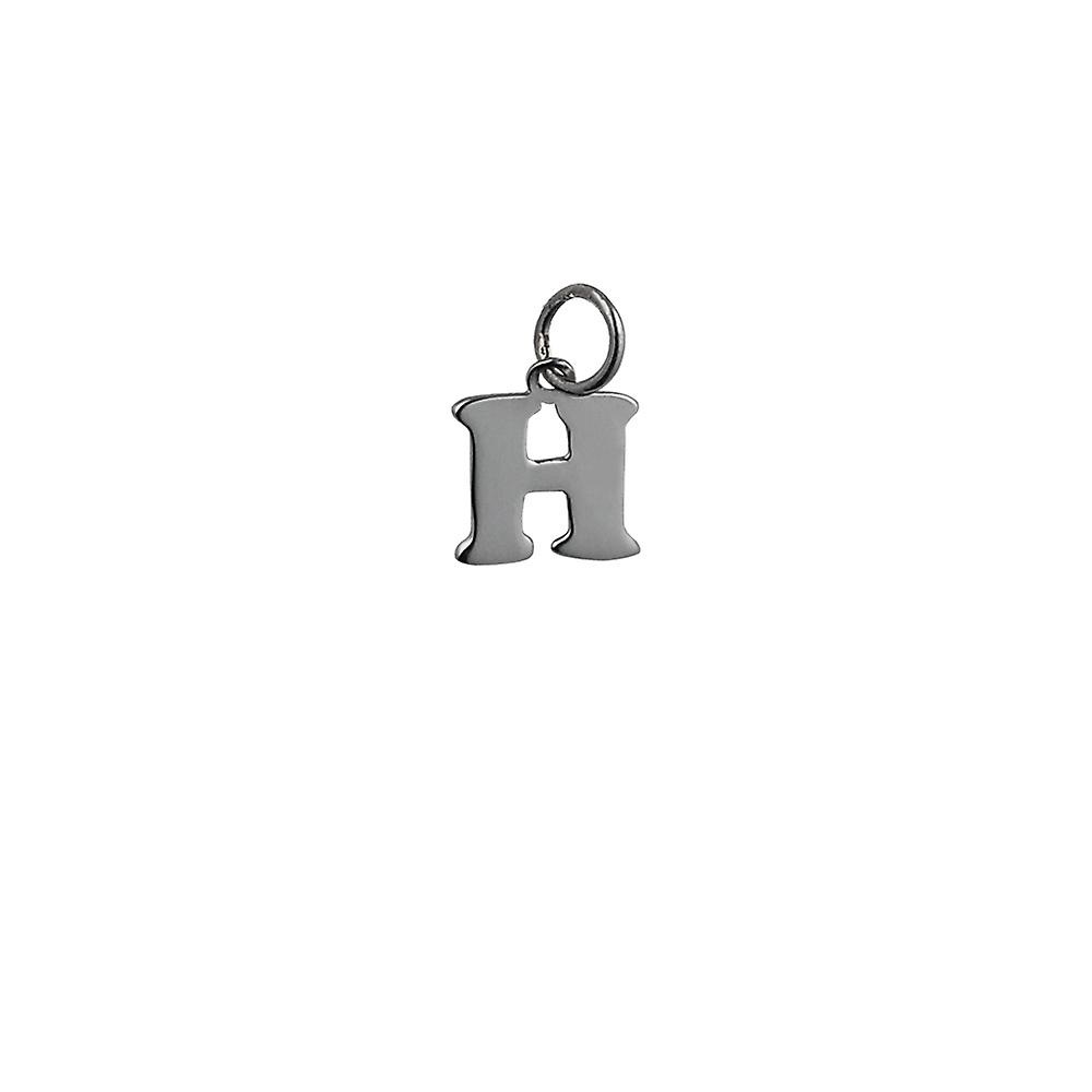 Silver 11x12mm plain Initial H Pendant or Charm