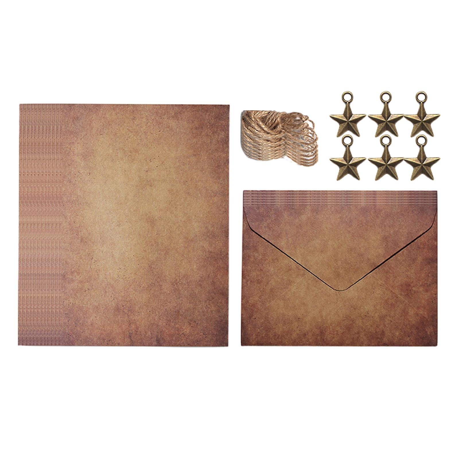 6 Pieces Stationery Paper and Envelopes Letter with Rope for Invitations Star