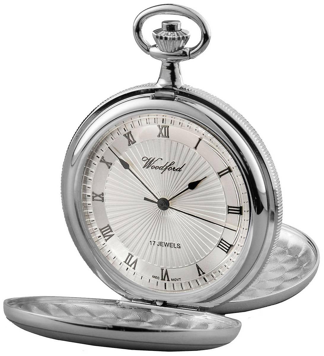 Woodford Twin Lidded Mechanical Pocket Watch - Silver
