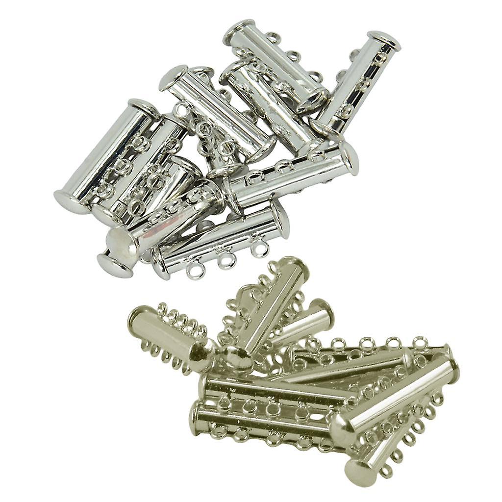 20 Sets Silver Plated Brass Multi Strand Slide Magnetic Clasps Connectors