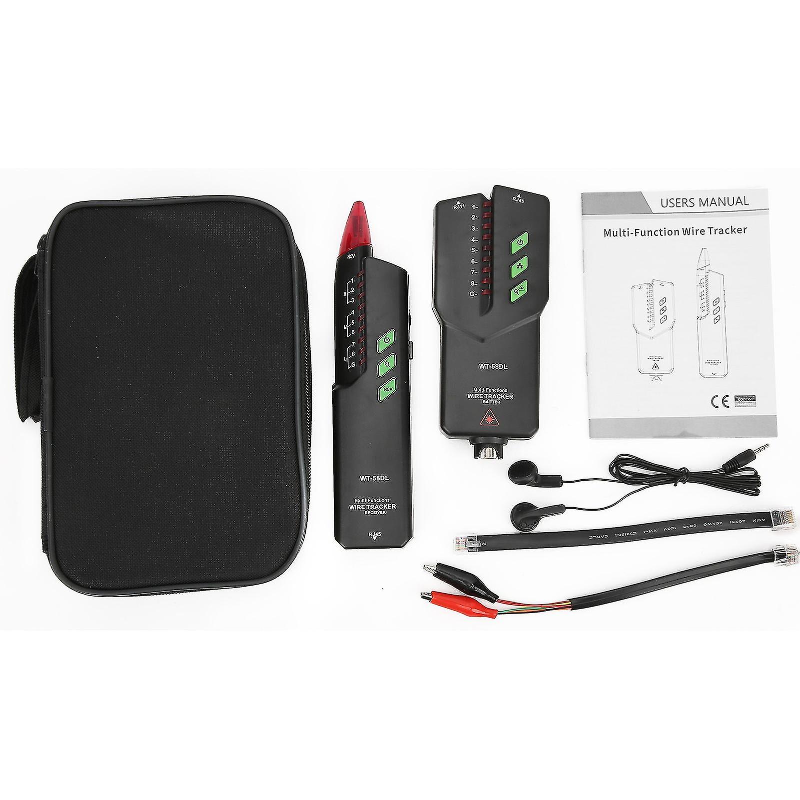 Wt58dl 0300m Network Cable Tester Antiinterference Noiseless Poe Multifunctional Wire Tracker With Red Light Pen