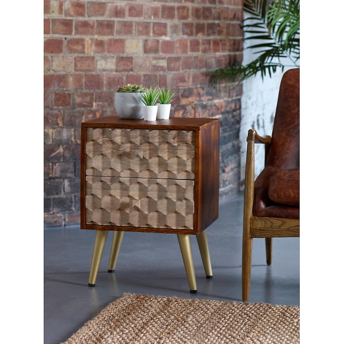 Celis Retro 2 Drawer Side Table