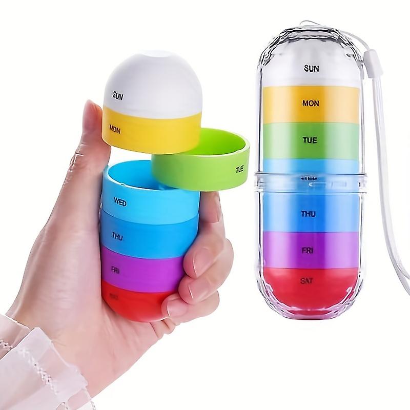 Travel For A Week Portable Mini Pill Box Japanese Style Colorful Storage Box Sealed Moisture-proof Waterproof Box Pill Packing Box