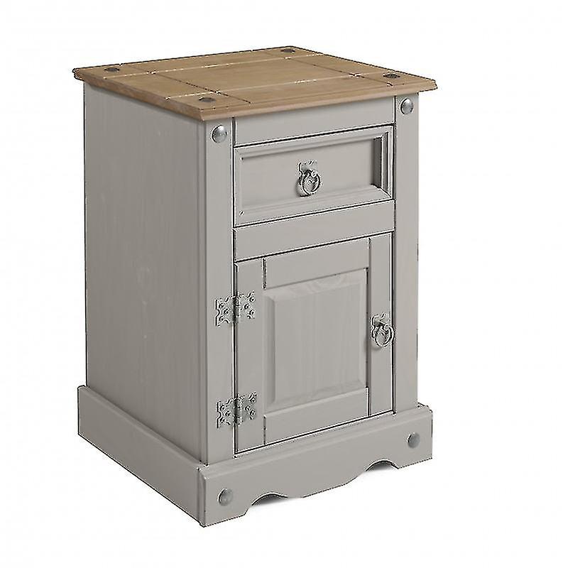 Corona Grey Wax Medium Pot Cupboard Bedside Cabinet