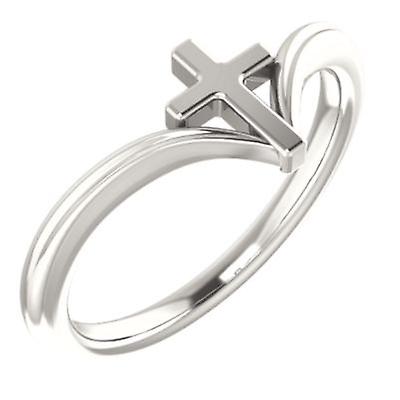 Bague croix religieuse en argent sterling 925 poli, taille 6,5, pour femme - 2,4 grammes