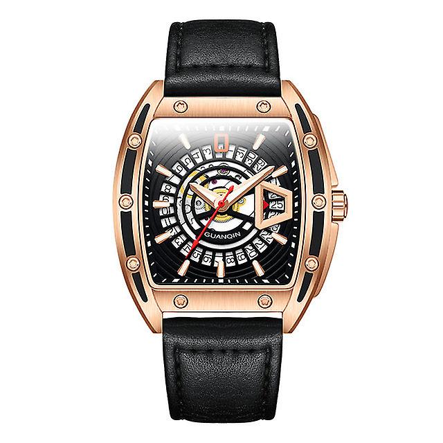 Guanqin Top Brand Luxury New Men's Watches Luminous Waterproof Leather Watch For Men Mechanical Sapphire Mirror Automatic Watch