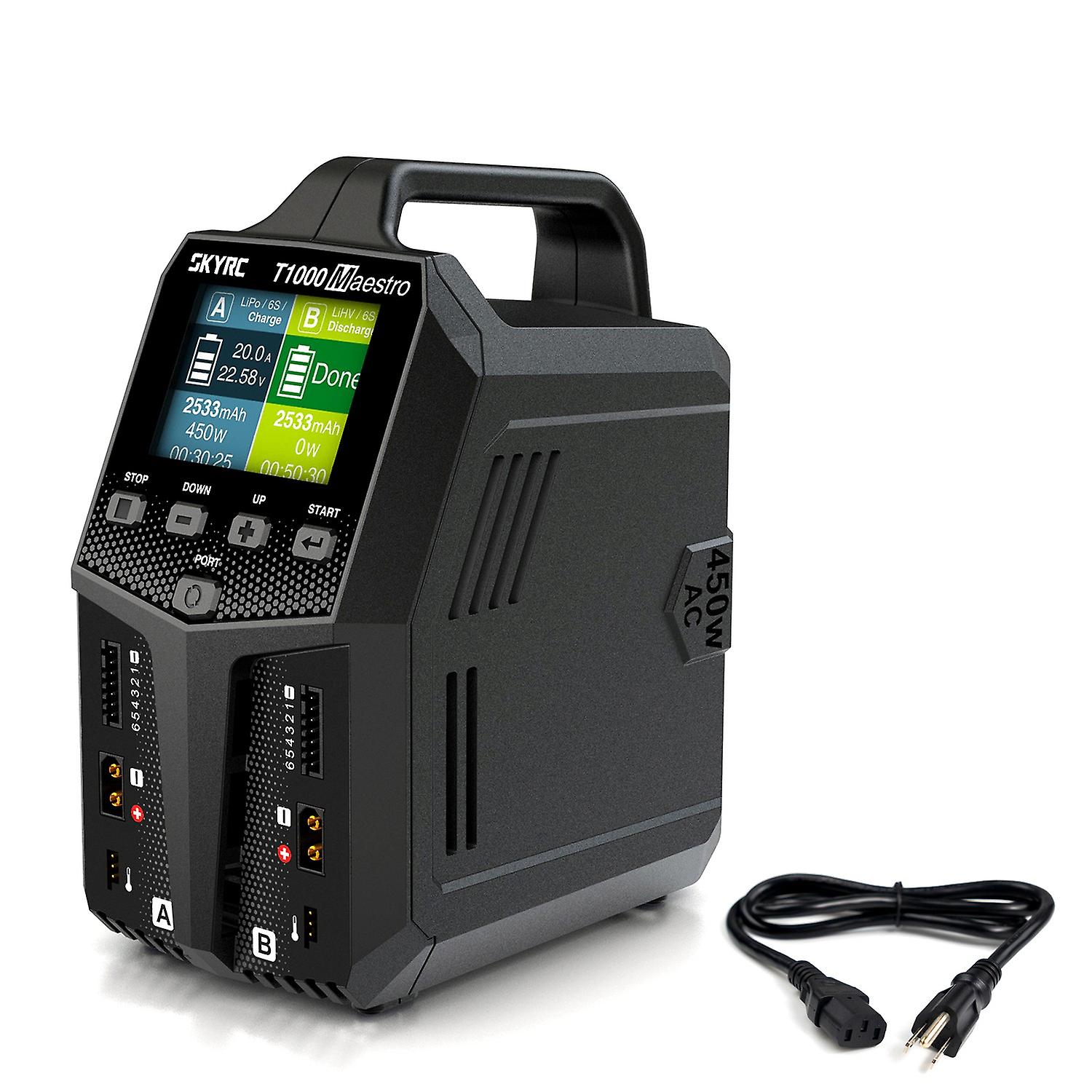 SKYRC T1000 Maestro Charger, AC/DC Dual Balance Charger 450W 1000W Battery Charger for Remote Contro