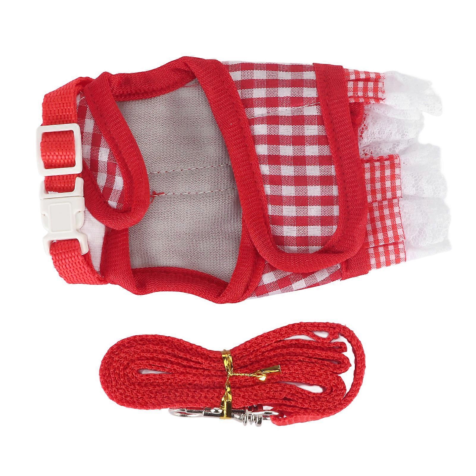 Small Pet Rabbit Vest Leash Lace Hem Cute Breathable Hook and Loop Design Rabbit Harness Leash for Hedgehog Ferret S 