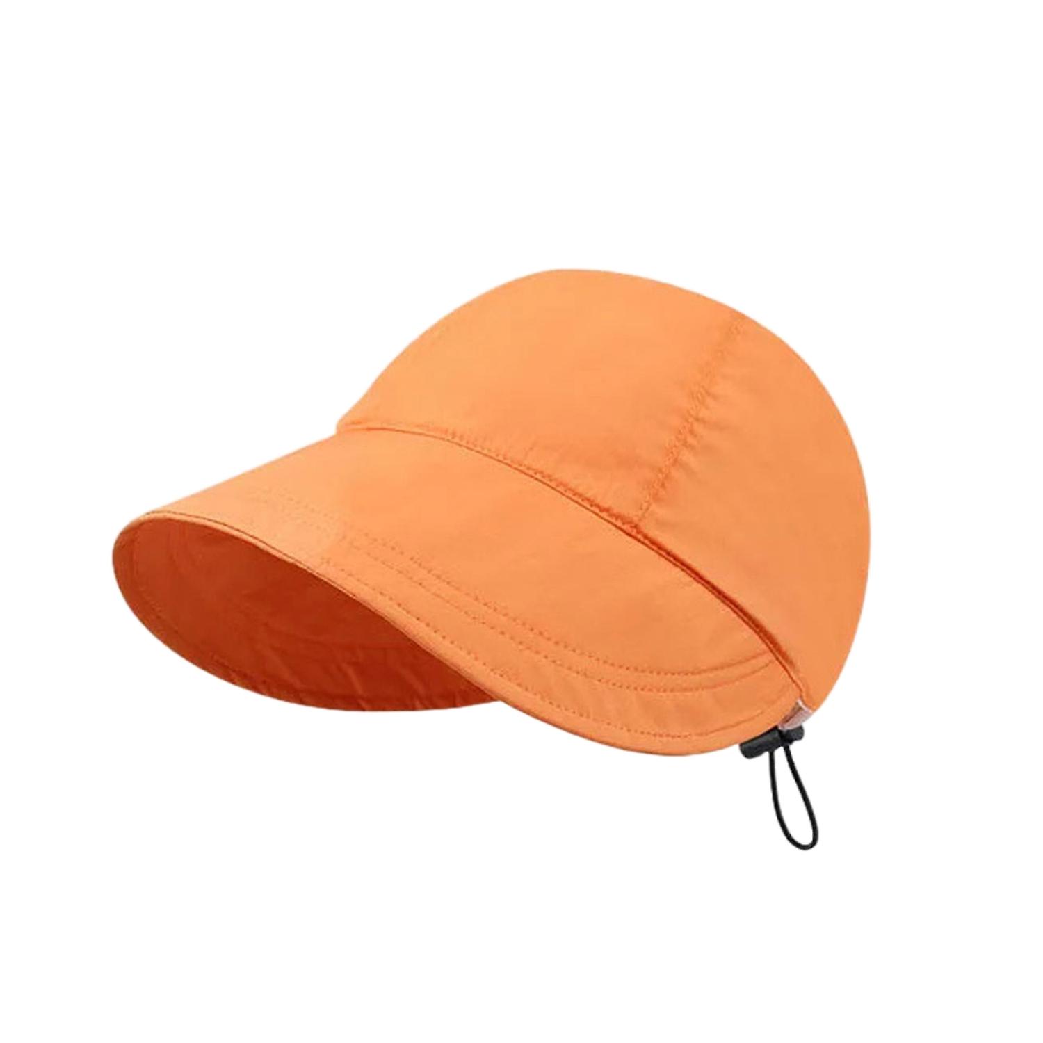 Women Summer Hat Wide Brim Solid Color Drawstring Face Protection Breathable Sunshade Block Sunlight