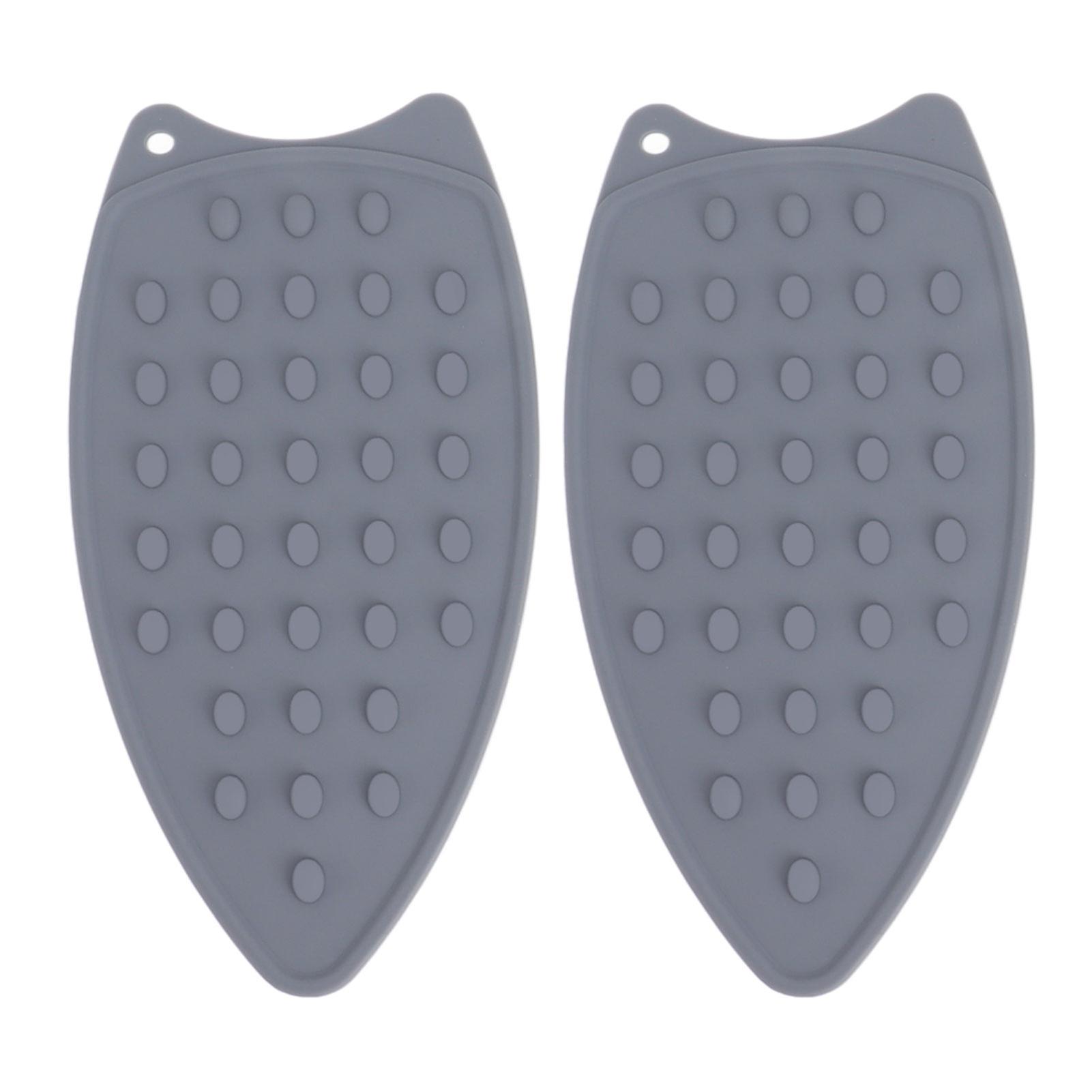2 Pack Durable Heat Resistant Silicone Iron Rests for Ironing Boards and Irons, Grey