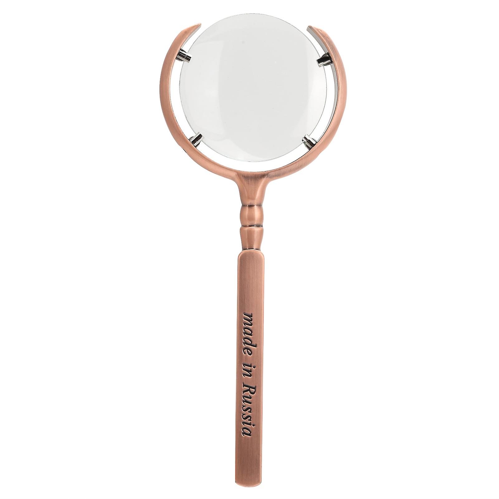 Portable Handheld Magnifier X8 Magnifying Glass 60mm Lens Dia Bronze for Reading
