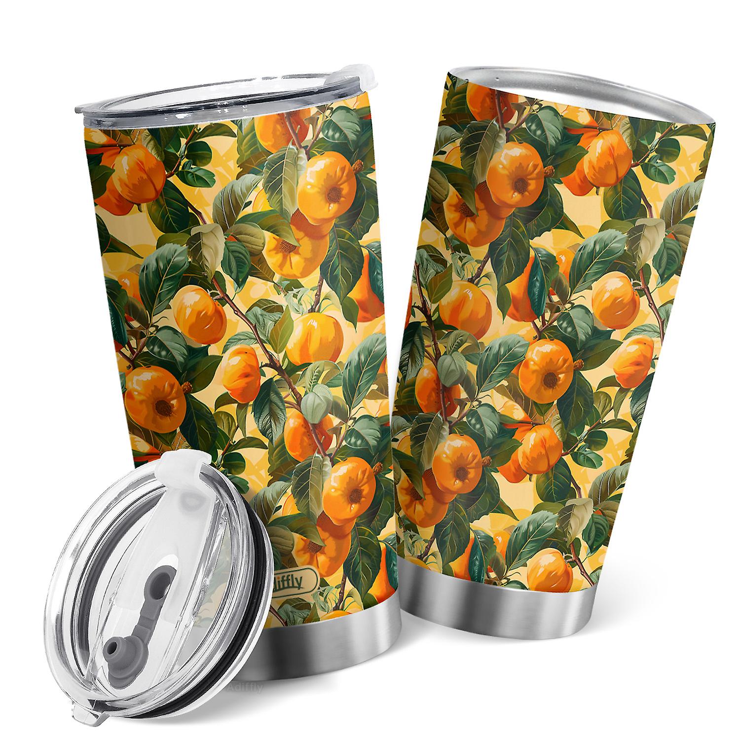 Oasisdream Oranges Print Tumbler 20oz Double Wall Stainless Steel Travel Cup with Lid