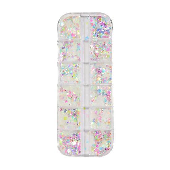 Nail Sequin Sequins Grids Lasting Shining Long 12 Nail Glitter Decoration DIY Crafting Diverse Styles