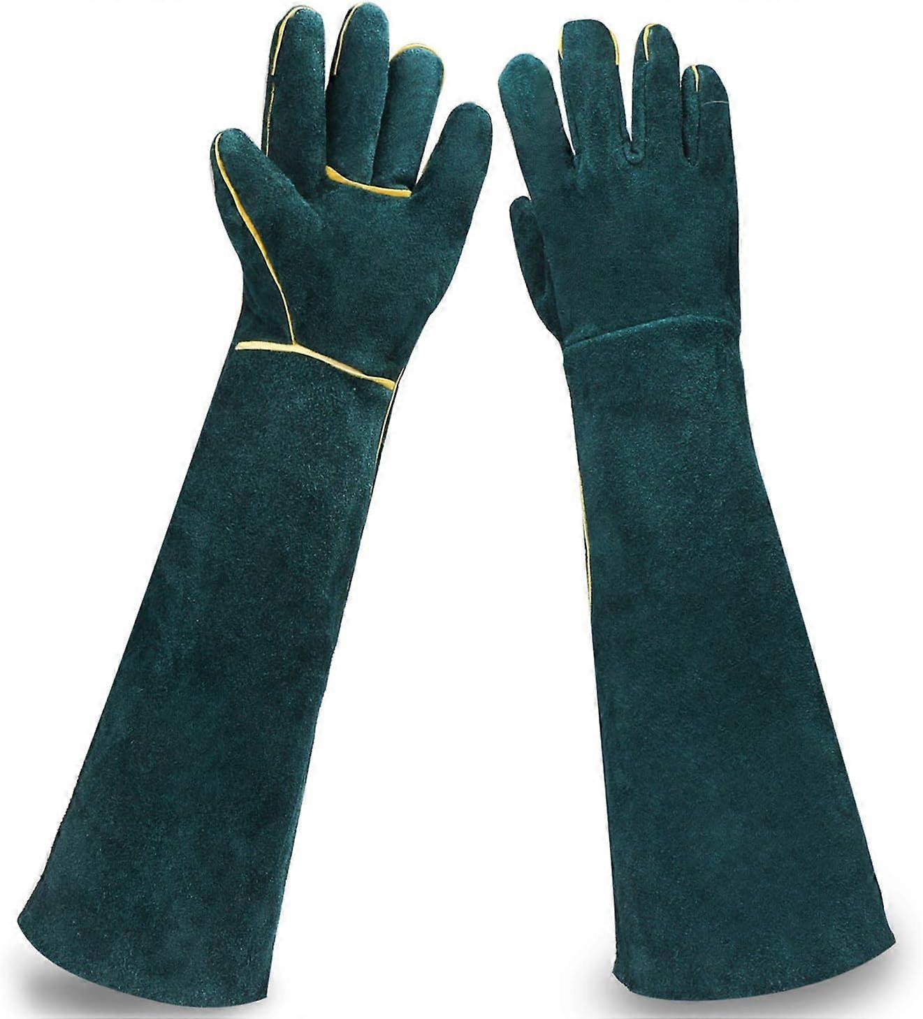 Animal Handling Gloves, EnPoint 22.4 In Bite Proof Reptile Protection Glove, Cowhide Leather Snake Handling Gloves, Anti Bite Scratch Long Resistant D
