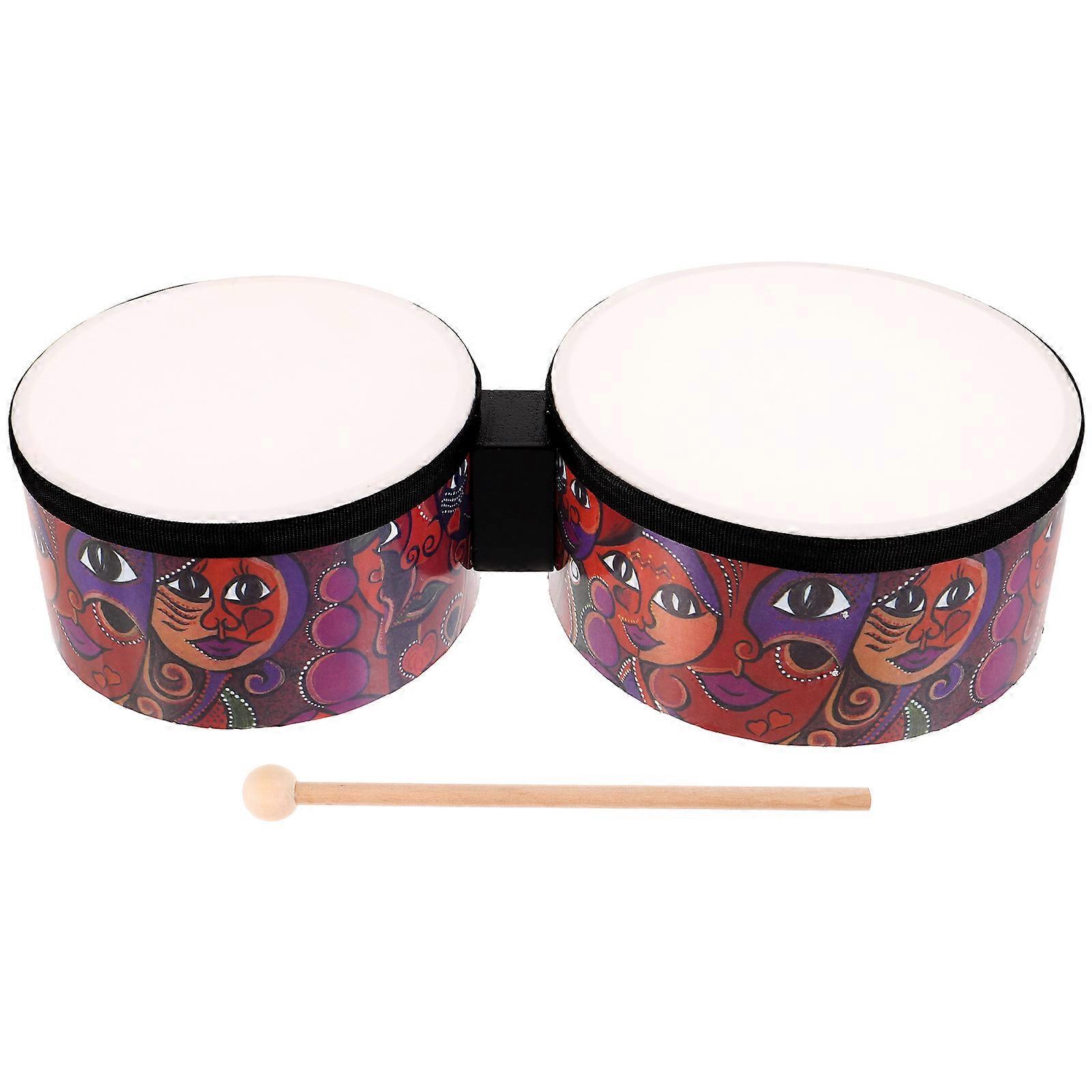 1 Set Educational Bongo Drum with Drumsticks Beginner Children Percussion Instrument