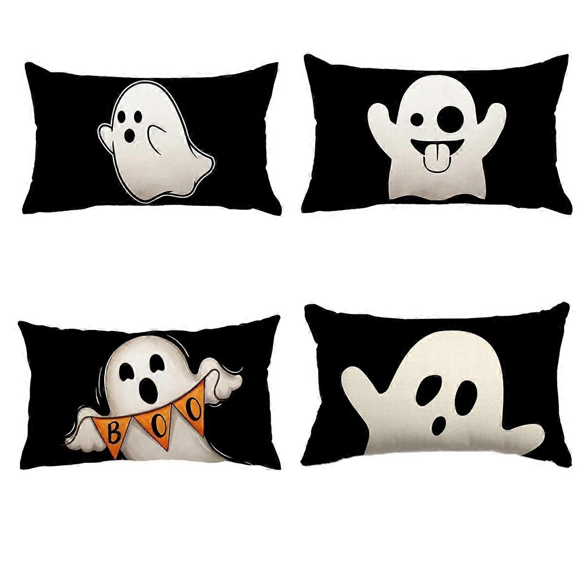 Halloween Ghost Pillowcase, Holiday Living Room and Bedroom Decoration, Sofa Cushion Cover, 30x50cm Without Pillow Core