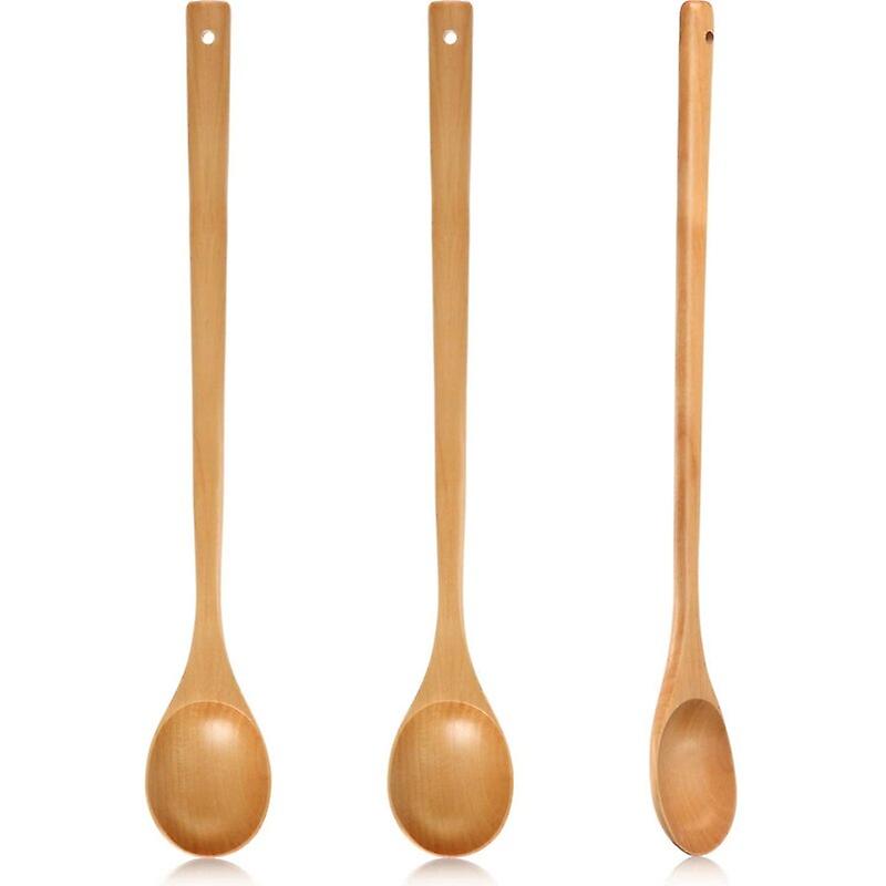 Wood Mixing Spoon,Long Handle Wooden Spoons Wood Soup Spoons Cooking Spoon For Kitchen Stirring And Cooking 3Pcs