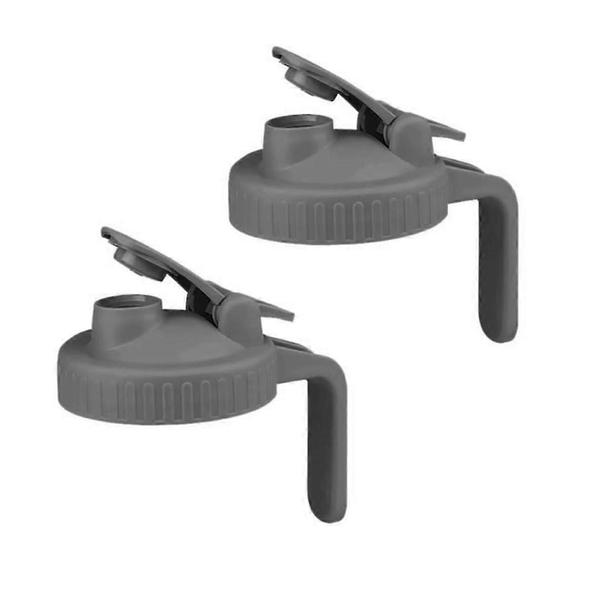 2Pack Wide Mouth Flip Cap Mason Jar Lids for Mason Jars Airtight Flip Cap Design with Handle,Leak-Proof Seal Cover,Gray