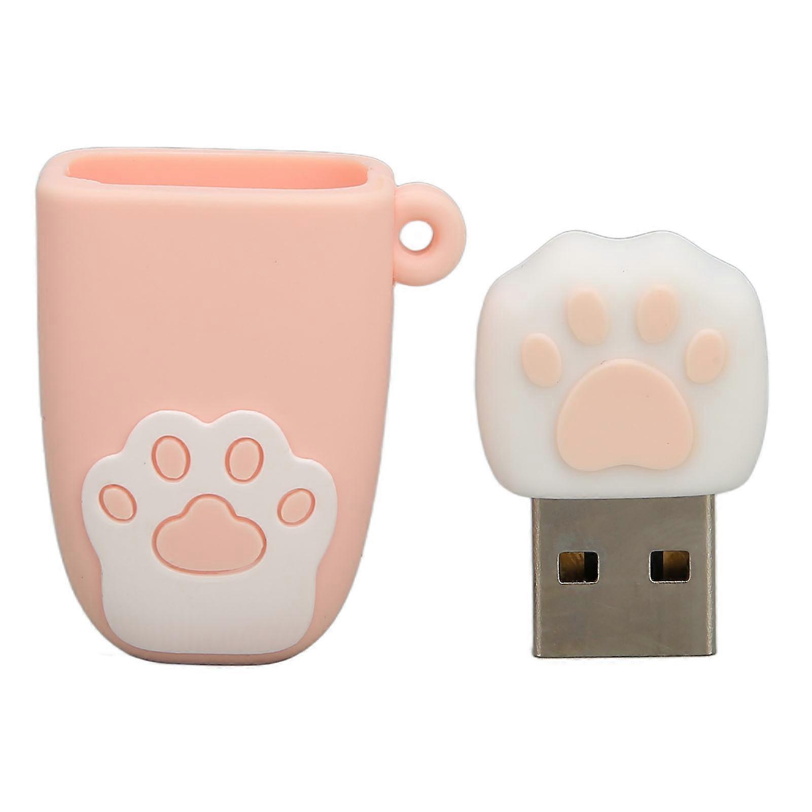 U Disk USB2.0 Hot Swap Cat Paw Shape Cartoon Style Portable Vibration Resistant Flash Drive for Win for OS X Pink 64G