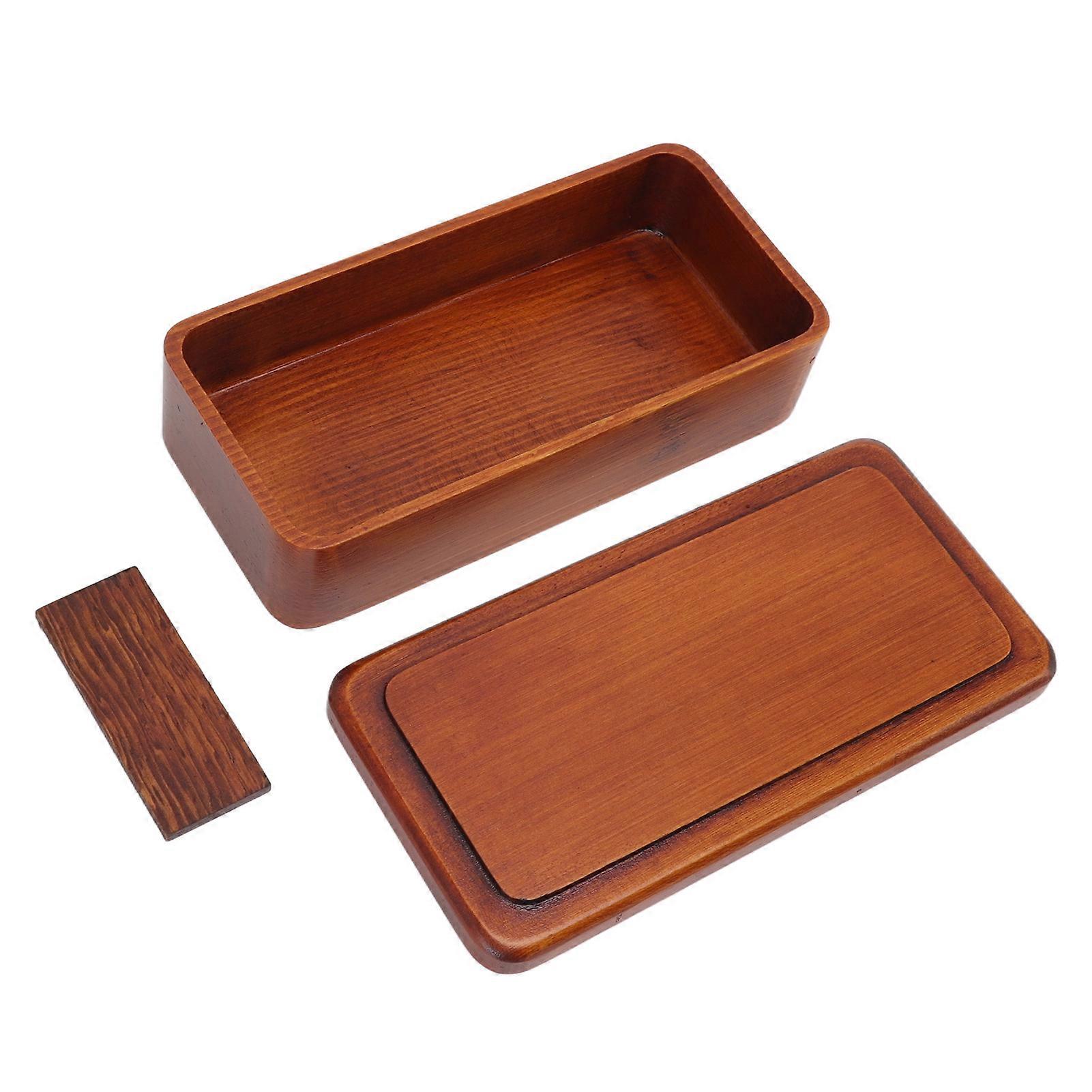 Wood Lunch Container Box Removable Partition Rectangular Single Layer Portable Wooden Bento Box for School Work