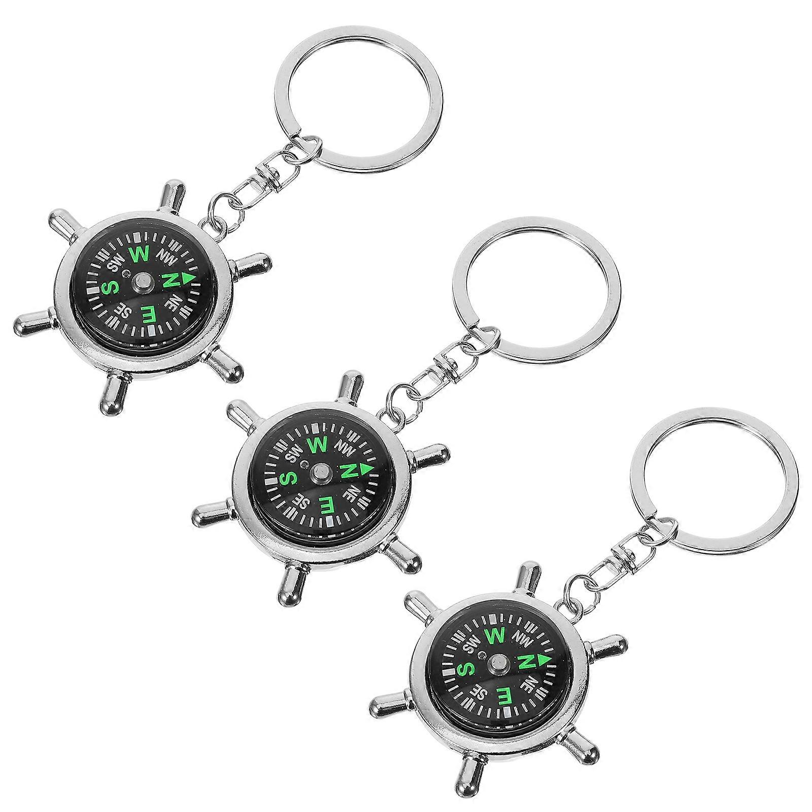 3Pcs Compass Key Ring Compass Hanging Compass Keychain Hiking Compass Metal Compass Key Ring