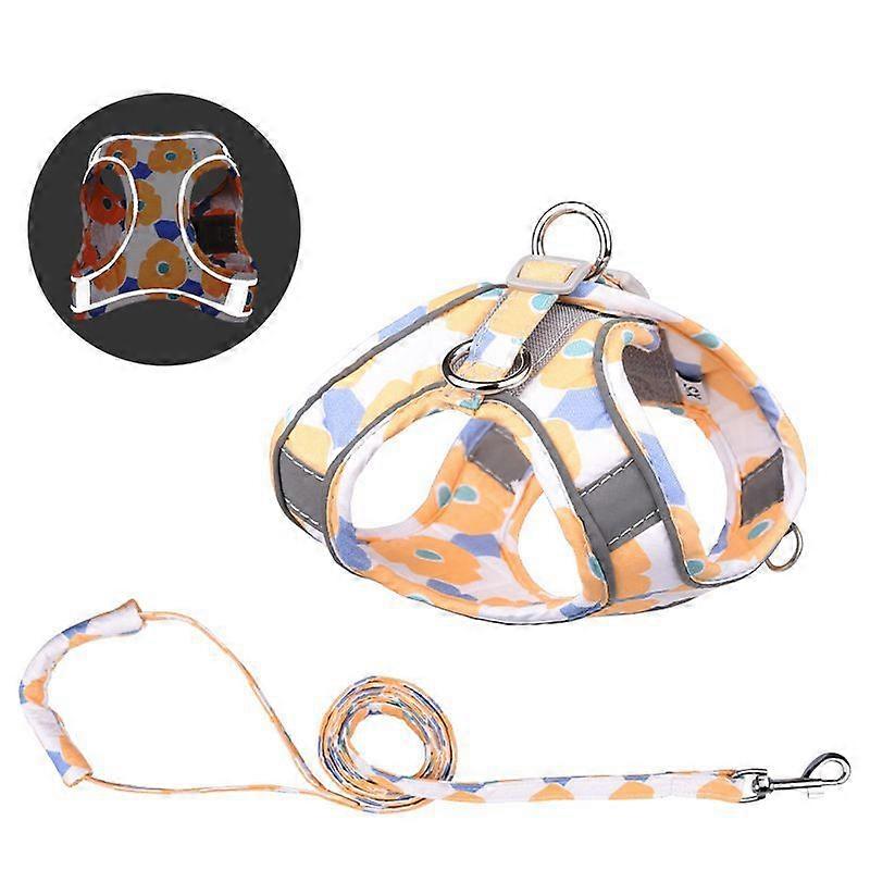 Adjustable Dog Cat Vest Harness with Safety Reflective Strips, Lightweight Soft Leash for Cat Puppy Walking