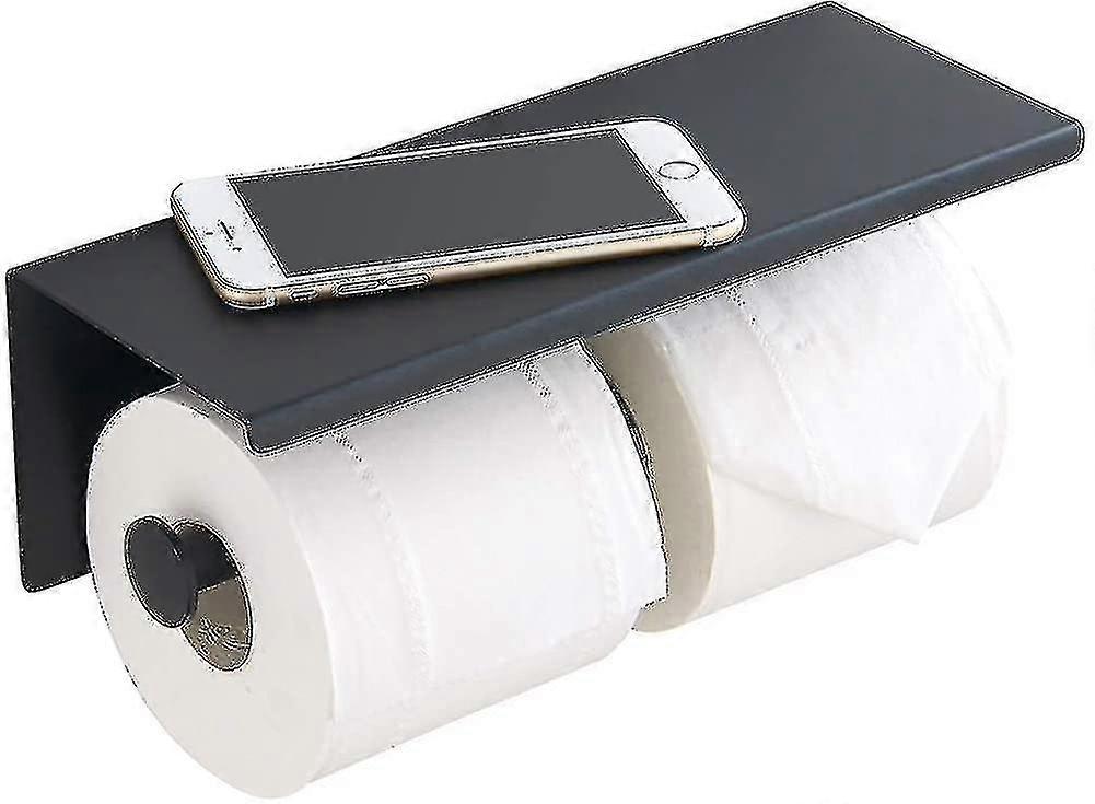 Double Toilet Roll Holder With Shelf, , Wall Roll Paper Holder For Hote